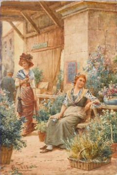 Artworks by 350 Famous Artists Painting - A flower market Alfred Glendening JR